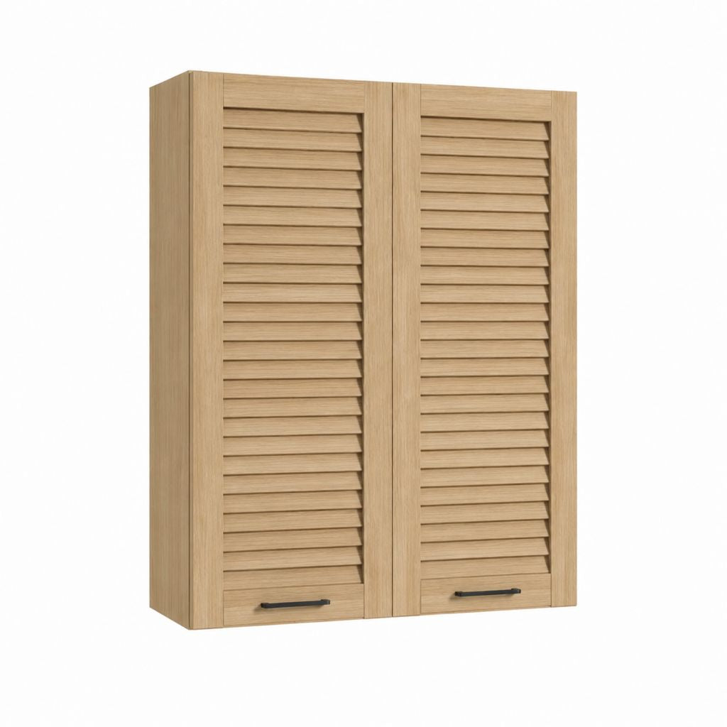 Armoire murale de salle de bain à 2 portes persiennées chêne clair MDF 80 x 80 x 15 cm
