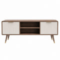 Meuble TV rectangulaire noyer et blanc en MDF 160 x 40 x 60 cm
