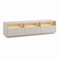 Meuble TV avec éclairage LED blanc cassé en MDF rectangulaire 180 x 40 x 55 cm