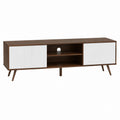 Meuble TV en panneaux MDF brun et blanc rectangulaire 180 x 40 x 55 cm