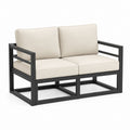 Canapé de jardin 2 places beige et noir en aluminium et polyester 124 x 70 x 75 cm