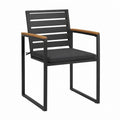 Chaise de jardin à accoudoirs noire en aluminium avec coussin polyester 57 x 60 x 88 cm