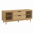 Meuble TV rectangulaire chêne clair en panneaux MDF plaqués chêne 160 x 40 x 60 cm