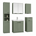 Ensemble de meubles de salle de bain 5 pièces vert sauge en MDF avec miroir et lavabo 80 x 46 x 85 cm