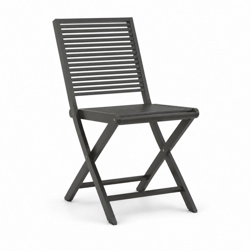 Chaise de jardin pliante noire en acier 46 x 54 x 85 cm