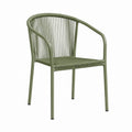 Chaise de jardin avec accoudoirs vert olive en acier thermolaqué et corde PE 56 x 57 x 80 cm